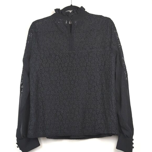 Tuckernuck Black Lace Rosalee Blouse Top Size L - Picture 11 of 13